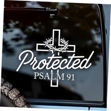 Car Decal Cross Christian Sticker for Car Window Bumper Protected Psalm 91