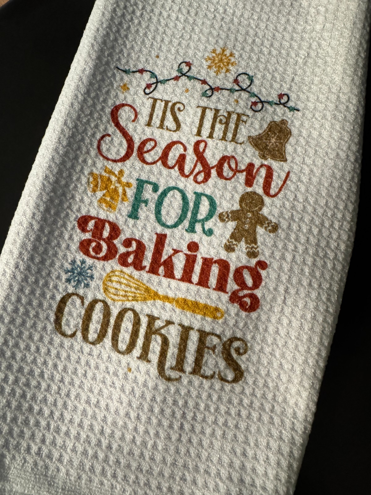 Christmas Baking  Waffle Weave Dish/Tea Towel, Micro Fiber, 15x25