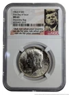 NGC 1964 D Kennedy Half Dollar 50c First Day of Issue Discovery Bag Silver Coin