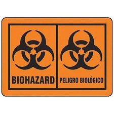1 PC Brady '31264LS Bilingual Biohazard Label, Biohazard/Peligro Biologico,
