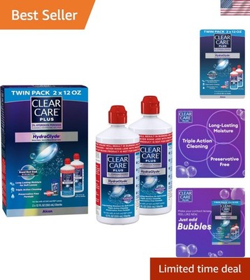 PLUS Cleaning & Disinfecting Contact Lens Solution 12 oz, Pack of 2, HydraGly...