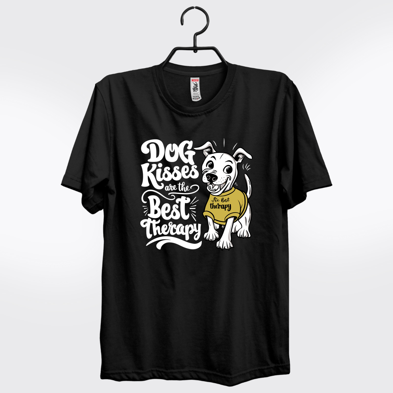 Dog Kisses Are the Best Therapy T-Shirt | Cute Dog Lover Tee | Funny Pet Gift