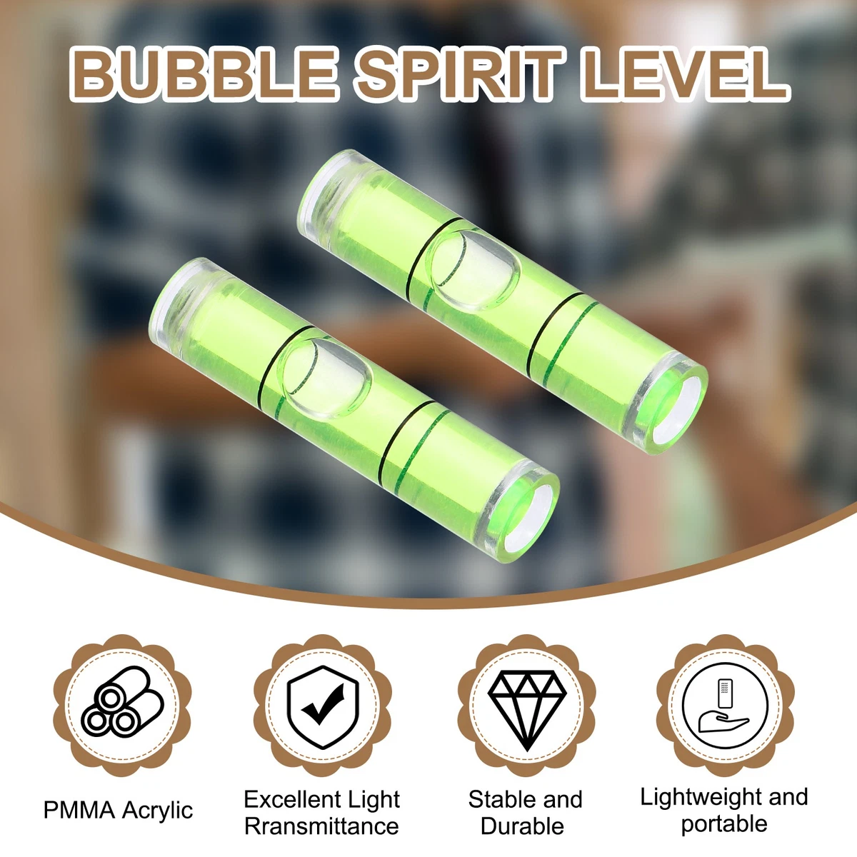 20Pcs Cylindrical Bubble Spirit Level Vials 8x35mm Bubble Spirit Level, Green