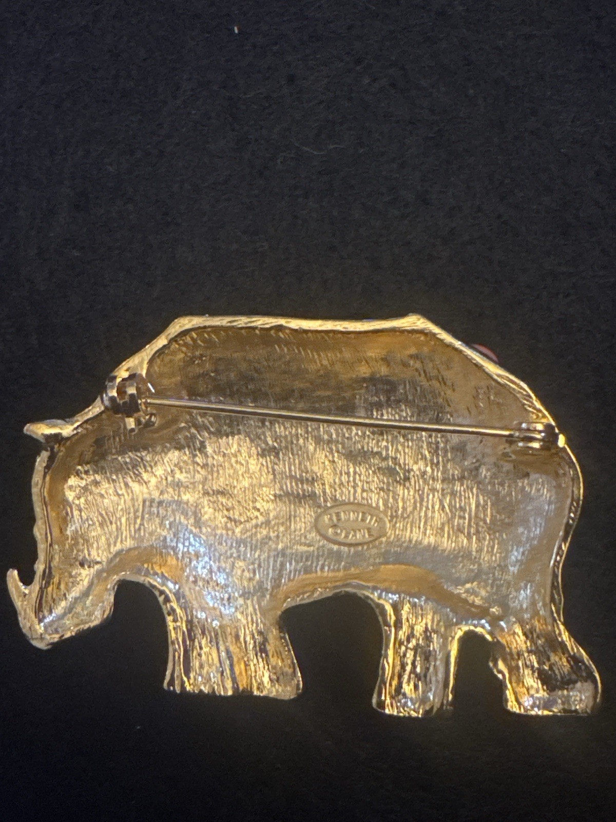 VINTAGE Kenneth J Lane KJL Black Enamel Rhino Bro… - image 5