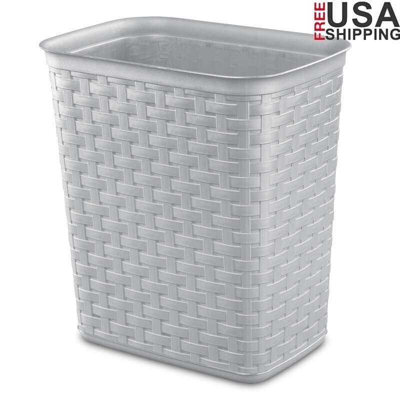 Weave Decorative Trash Can Plastic Wastebasket Ideal Bedroom Office Indoor Use