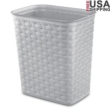 Weave Decorative Trash Can Plastic Wastebasket Ideal Bedroom Office Indoor Use