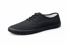 Men’s Black Canvas Trainers Lace Up Plimsoll Espadrilles Casual Shoes UK 6-10