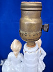 Antique Rewired Pair  1900s JAPAN Porcelain Man & Woman Table Lamps  9 3/4" Tall — photo 8