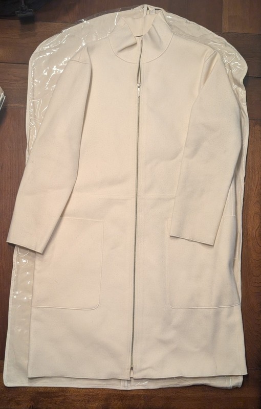 Emanuel Ungaro Women's Mandarin Collar Wool  Jacket  Coat Beige Pockets