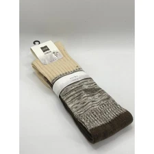 LOOK By M LEGWEAR Women's Brown-Beige Wool-Blend Knit Over-The-Knee Socks SZ OS