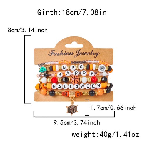 6pcs Fashion Halloween Bracelet, Halloween Friendship Bracelets Stackable hot' - Foto 14 di 22