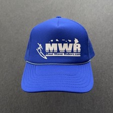 Maui Wave Riders Hat OSFA Blue Otto Trucker Rope Hawaii Adjustable Mesh Back