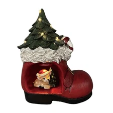 Transpac Resin Light Up Spotted Deer In Santa Boot Figurine TC05089