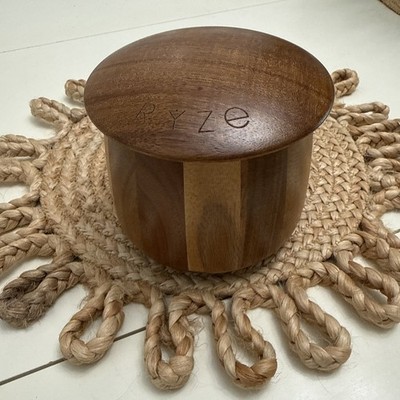 Ryze Beautiful Wood Mushroom Coffee Wooden Storage Jar Canister  Tight Lid 5 in.