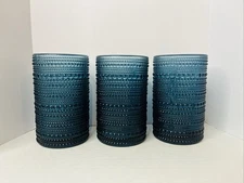 3 Fortessa Jupiter Pebble Textured Tumbler Glasses, 4 3/4”,  Cornflower Blue