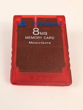 PlayStation 2 OEM 8MB Memory Card Magic Gate PS2 Clear Red SCPH-10020 Works     