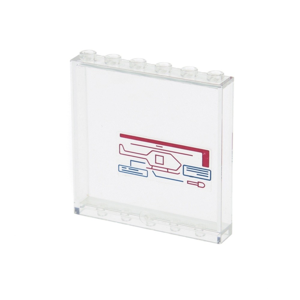 1x LEGO Panel 1x6x5 Transparent White Sticker Outdoors Helicopter 76007