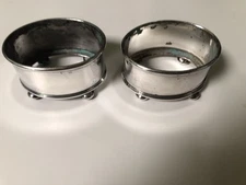 Lot Of 2 Vintage SILVER PLATE SALT CELLARS BLUE GLASS INSERTS