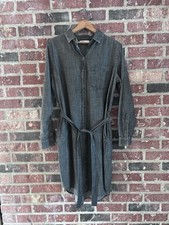 Sonoma Women’s Long Sleeves Button Front Shirt Dress Gray Size M