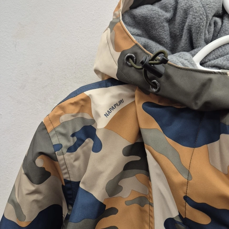 Napapijri Rainforest Winter Anorak Army Camouflage Hooded Fleece Jacket Medium b - Image 3 of 4