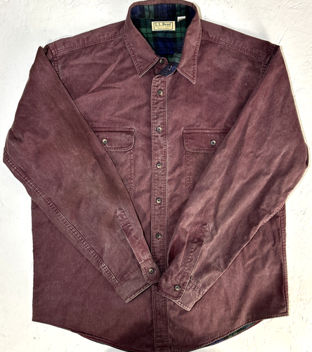 Vintage LL Bean Shacket Herren Hemd Large Burgund Flanell gefüttert Wandern Made in USA