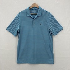 Vineyard Vines Performance Golf Polo Shirt Mens Medium Blue White Striped Preppy