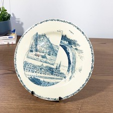 Assiette ancienne Lunéville décor Québec & Niagara – Faïence bleue XIXe