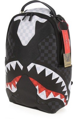 Sprayground Black Checkered Backpack Shark In Paris Logo Monogram New Books Bag