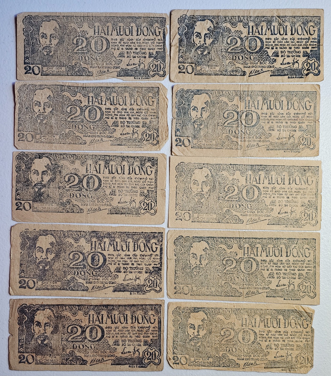 North Vietnam 20 Dong 1948, Lot of 10