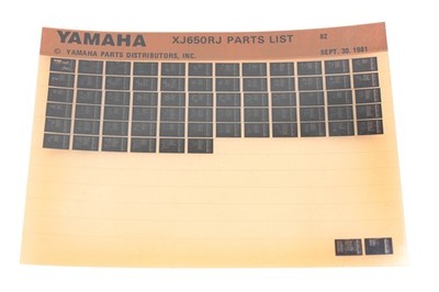 OEM Yamaha AM010-97 1982 XJ650RJ Parts List Microfiche Rev:9/30/1981