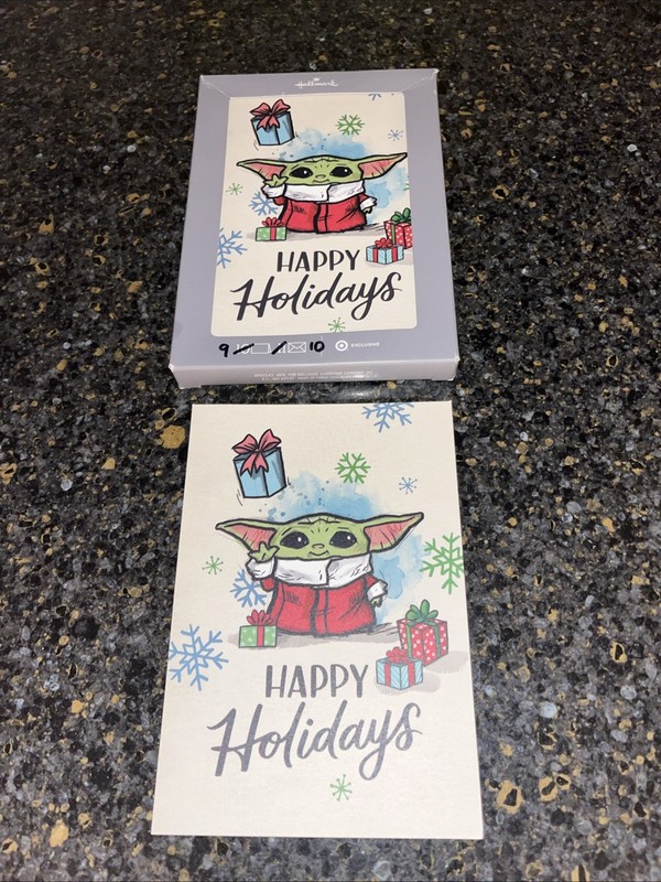 Hallmark Star Wars Mandalorian Grogu Holiday Christmas Greeting Cards -9 cards