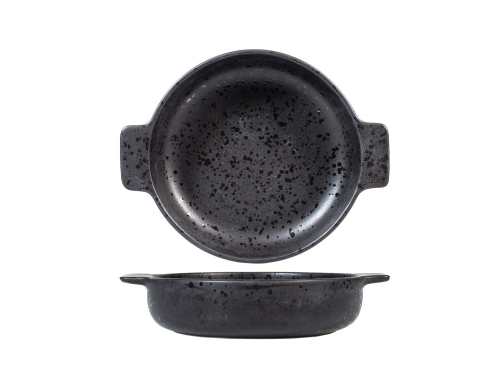 H&H Round Baking Dish In Black Stoneware 18X4.5H