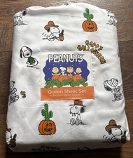 Snoopy Peanuts Berkshire Blanket Home Co Halloween Queen Sheet Set NEW