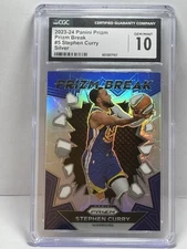 2023 Stephen Curry Panini #5 Silver Prizm Break CGC Gem Mint 10🔥Golden State