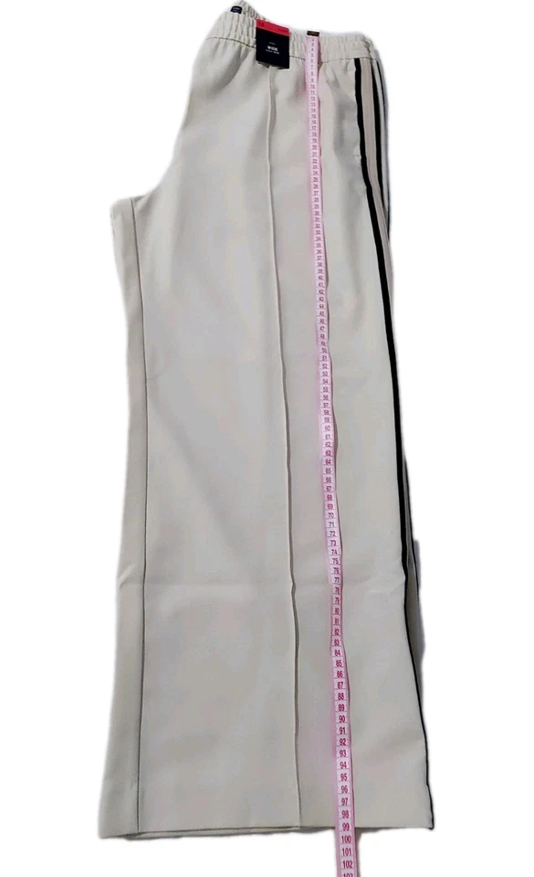 M&S High Rise Wide Legs Pull On Trousers Cream Mix Size 18 Short Length - Image 3 of 4