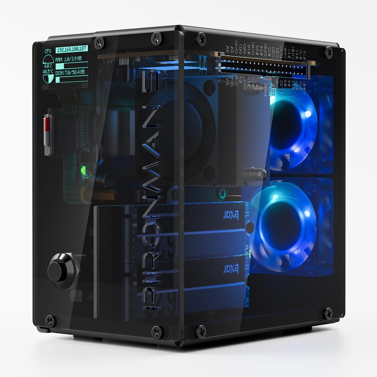 Pironman 5-MAX Dual NVMe M.2 SSD PCIe PC Case for Raspberry Pi 5