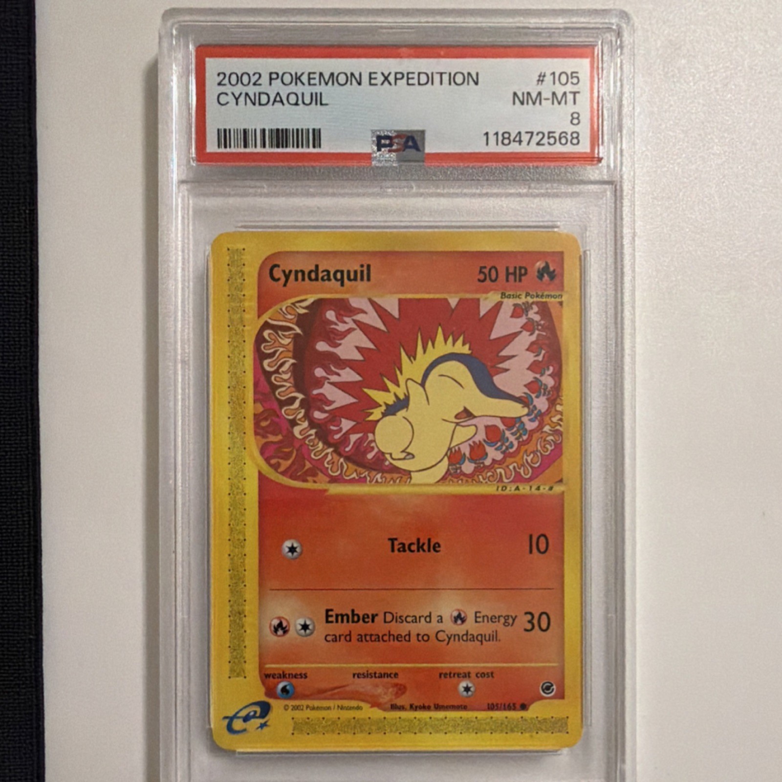 Pokémon Cyndaquil Common Regular PSA 8 105/165 Expedition Base Set 2002