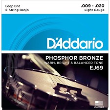 D'Addario EJ69 Phosphor Bronze Light 5-String Banjo Strings 9-20 