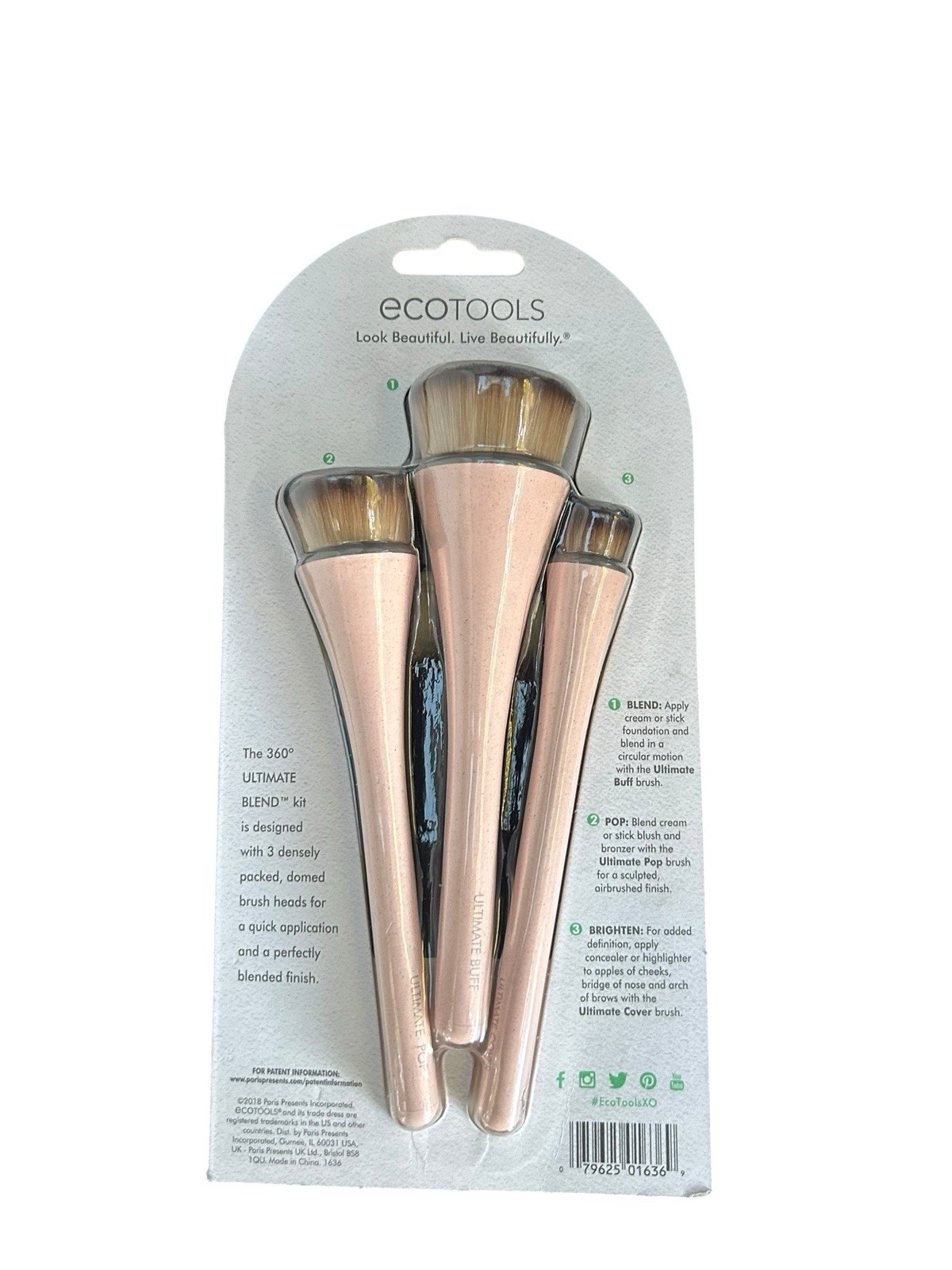 NEW EcoTools360 Ultimate Blend Makeup Brush Kit Face Foundation Cream Concealer