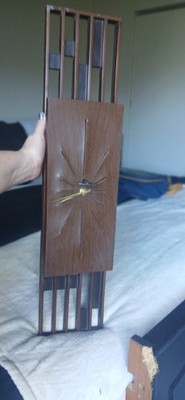 Vintage Burwood Mid-Century Modern ''Mondrian'' Slatted Wall Clock