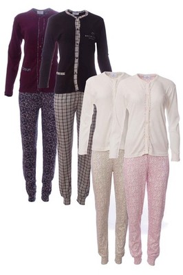 BACI & ABBRACCI Damen Pyjama Schlafanzug Set 2 Teiler Hausanzug Jäckchen NEU