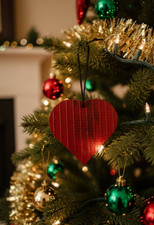  Heart Xmas Ornament, Handmade, Firefighter's Fire Hose, Charity Gift