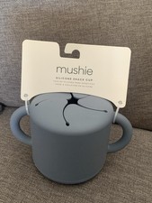 Mushie Baby Snack Food Cup for Toddlers Silicone Cup Spill Proof Blue New