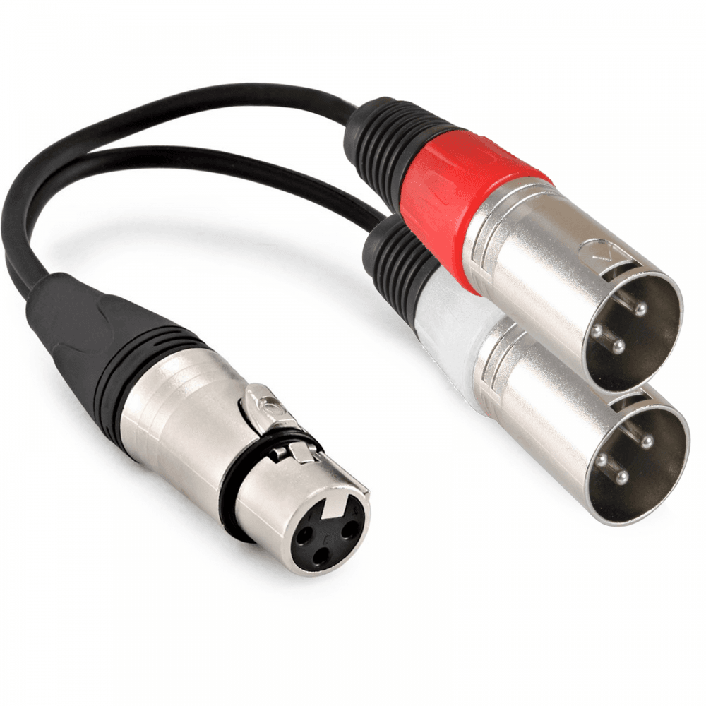 Stagecore Female Socket to Twin Male Plugs XLR Splitter Lead Adapter 30cm Cable