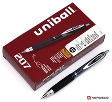 Uni-Ball Signo 207 33950 Black Gel Ink 0.7mm Medium Pt Rollerball Pen Box of 12