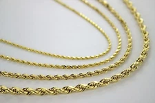 Authentic 18k Solid Yellow Gold Rope Chain 2mm~7mm/16"~30"
