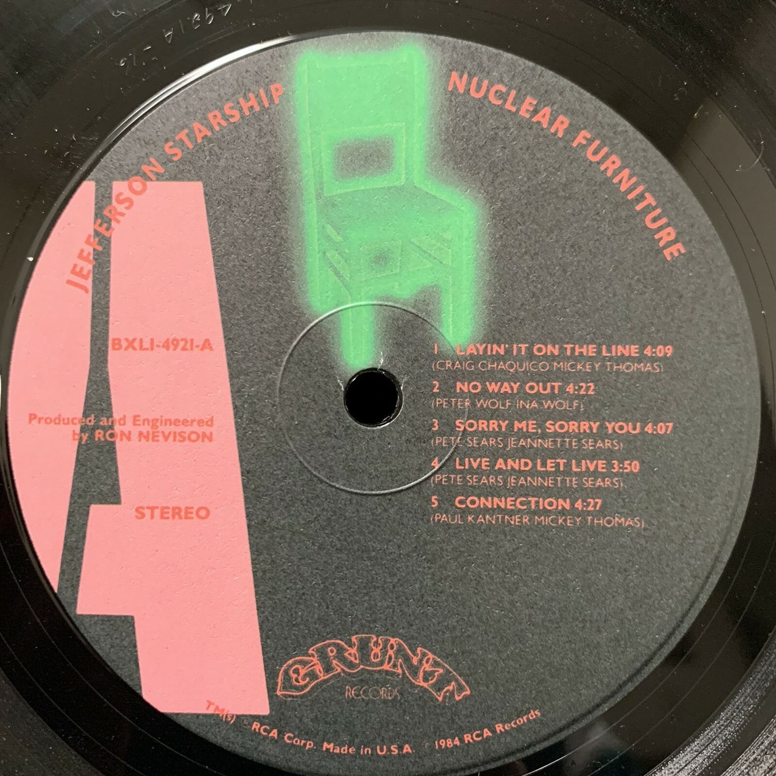 JEFFERSON STARSHIP Nuclear Furniture GRUNT 1984 LP w/ inner eBay