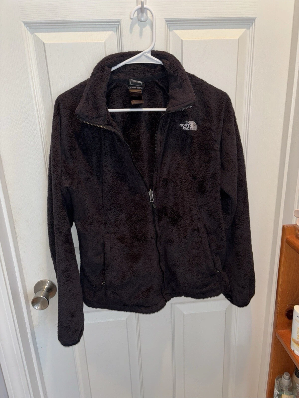 NORTH FACE Fleece Jacket, Zip Front, Black, Med, Great Condition