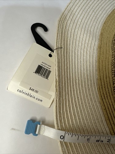 Calvin Klein Sonnenhut weiß hellbraun gestreift Stroh - Damen Einheitsgröße - Bild 4 von 9