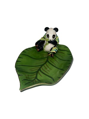 Lynn Chase Panda Perfect Pattern Panda On Leaf Dish - Trinket Tray 2004